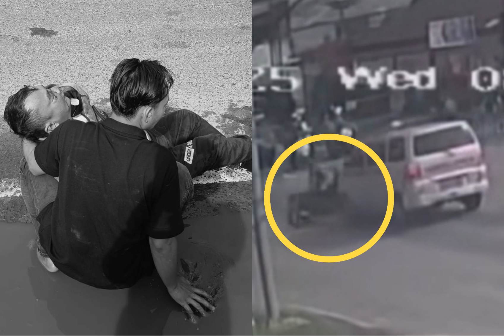 Rekaman CCTV pengemudi ojol ditabrak. SCREENSHOOT VIDEO CCTV FACEBOOK LALA NUR