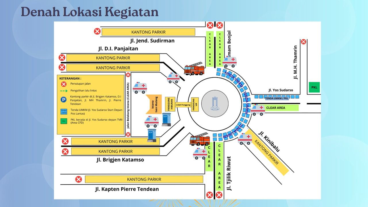 Sketsa rekayasa lalu lintas malam tahun baru 2026 di Palangka Raya.