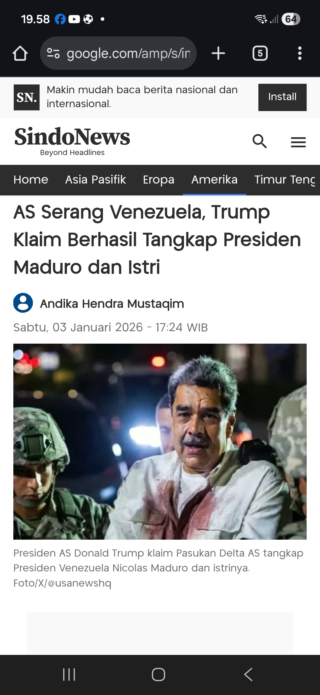 Presiden Maduro ditangkap.