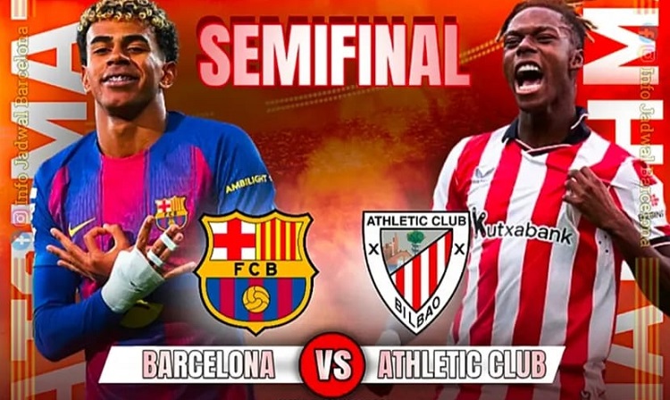 Barcelona ditantang Athletic Bilbao pada semifinal Piala Super Spanyol 2025/2026 di King Abdullah Sports City Stadium, Kamis (08/01/2026) dini hari WIB. (Sumber: Instagram @info_jadwal_barcelona)