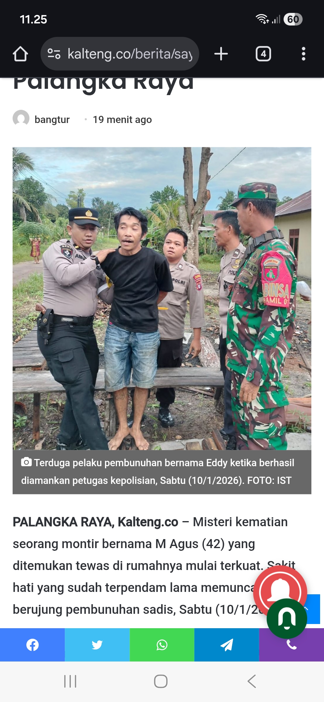 Eddy, pelaku yang habisi pemilik bengkel Jalan Raflesia.