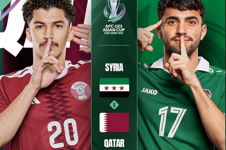 Timnas Suriah U23 vs Qatar U23 bentrok pada matchday 2 penyisihan Grup B Piala Asia U23 AFC 2026, Sabtu (10/01/2026). (Sumber: Instagram @afcasiancup)