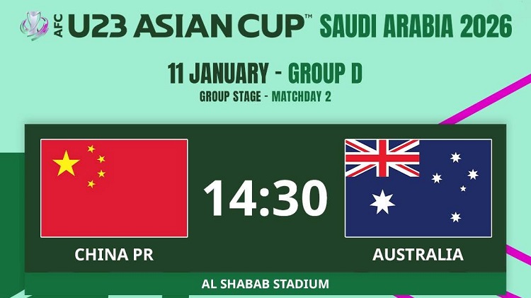 Timnas China U23 akan menjajal kekuatan Australia U23 dalam laga lanjutan penyisihan Grup D Piala Asia U23 AFc 2026 di Stadion Klub Al-Shabab, Minggu (11/01/2026). (Sumber: Instagram @afcasiancup)