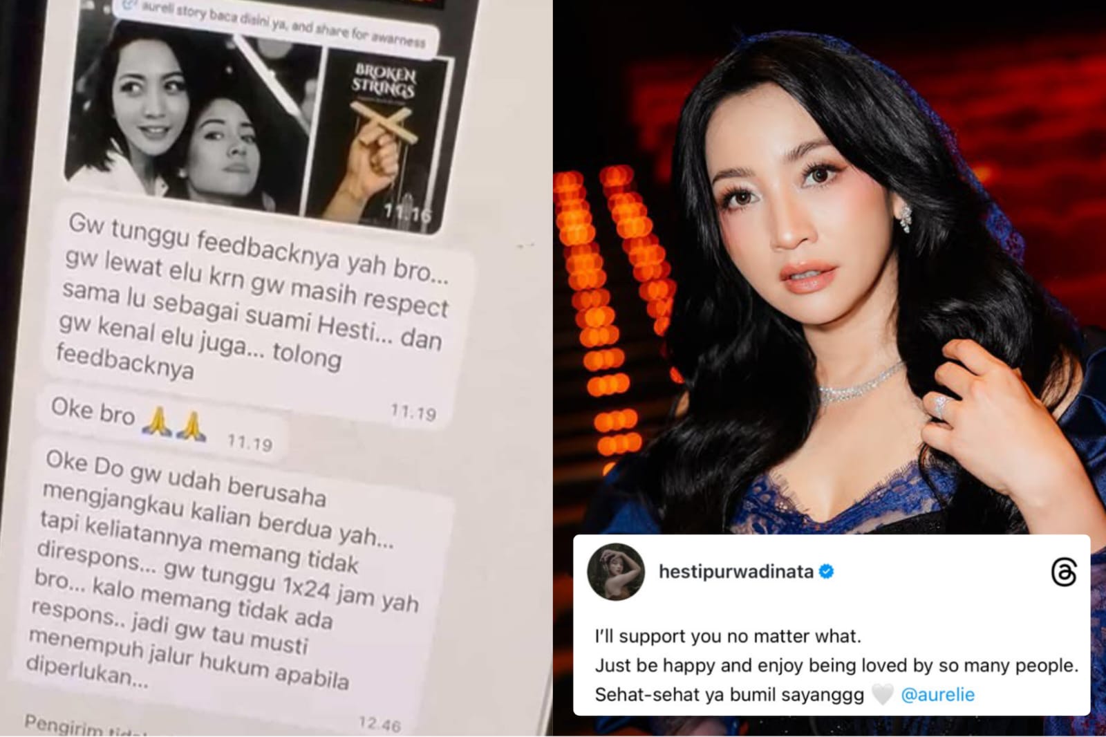 Tangkapan layar obrolan yang diduga mengancam aktis Hesti Purwadinata.