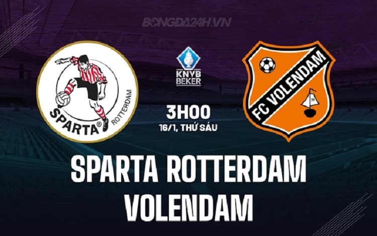 Sparta Rotterdam akan menjajal kekuatan Volendam dalam laga lanjutan KNVB Beker 2025/2026 di Stadion Het Kasteel, Jumat (16/01/2026) dini hari WIB. (Sumber: bongda24h.vn)