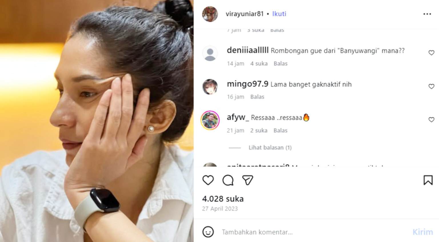 Netizen penuhi kolom komentar Vera Yuniar.