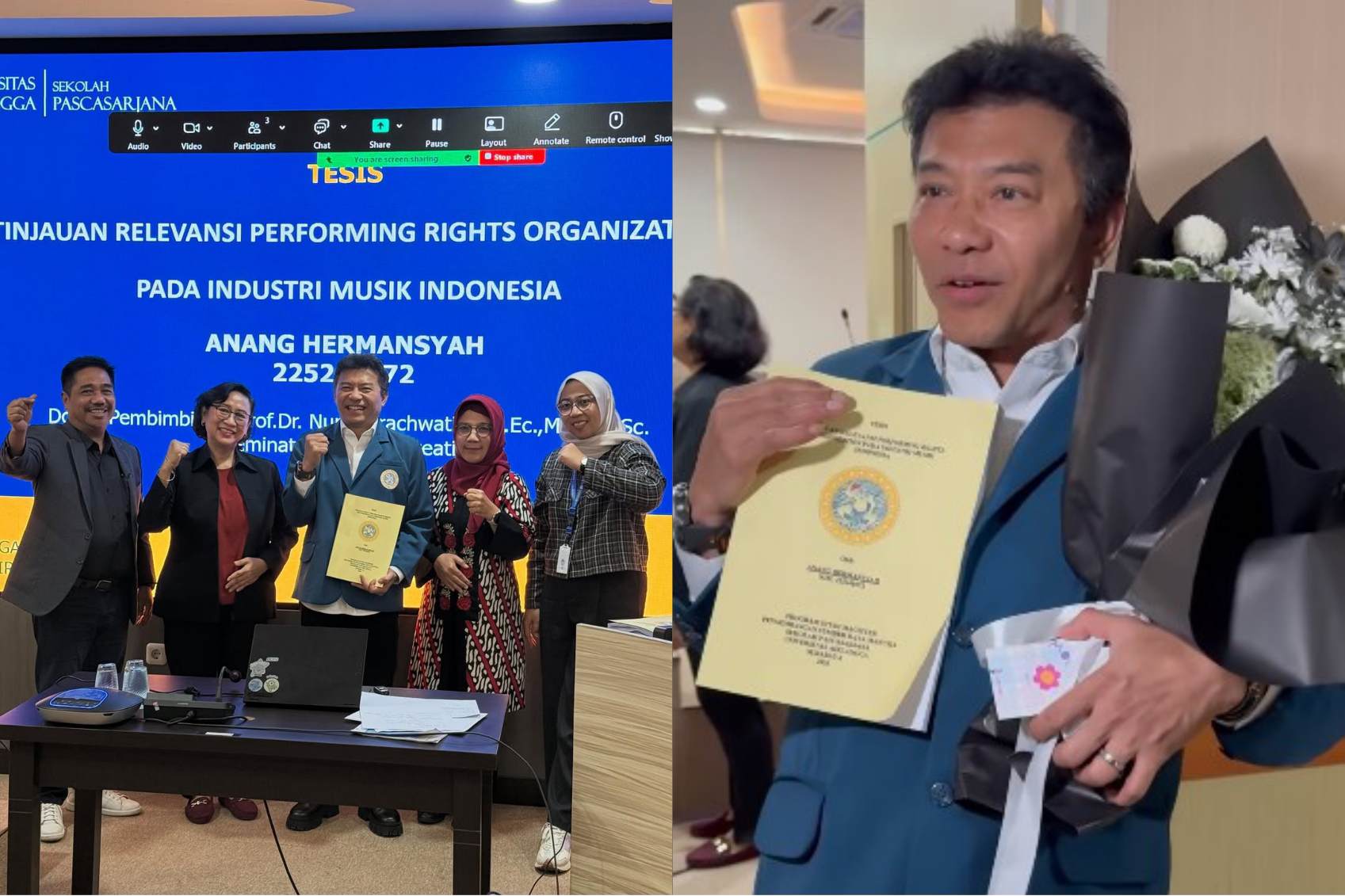 Anang Hermansyah lulus ujian tesis Universitas Airlangga.