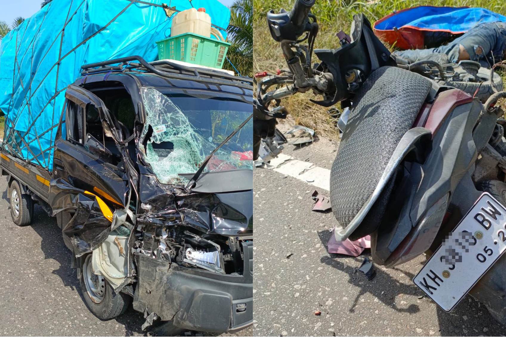 Kondisi kendaraan usai kecelakaan di Jalan Tjilik Riwut Km 48 Palangka Raya. HUMAS POLRESTA