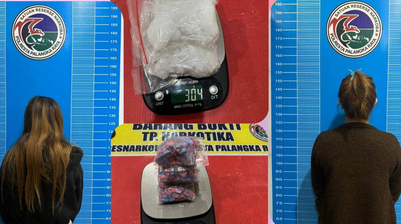 Dua perempuan asal Kelurahan Petuk Katimpun diduga edar sabu dan ekstasi.POLRESTA