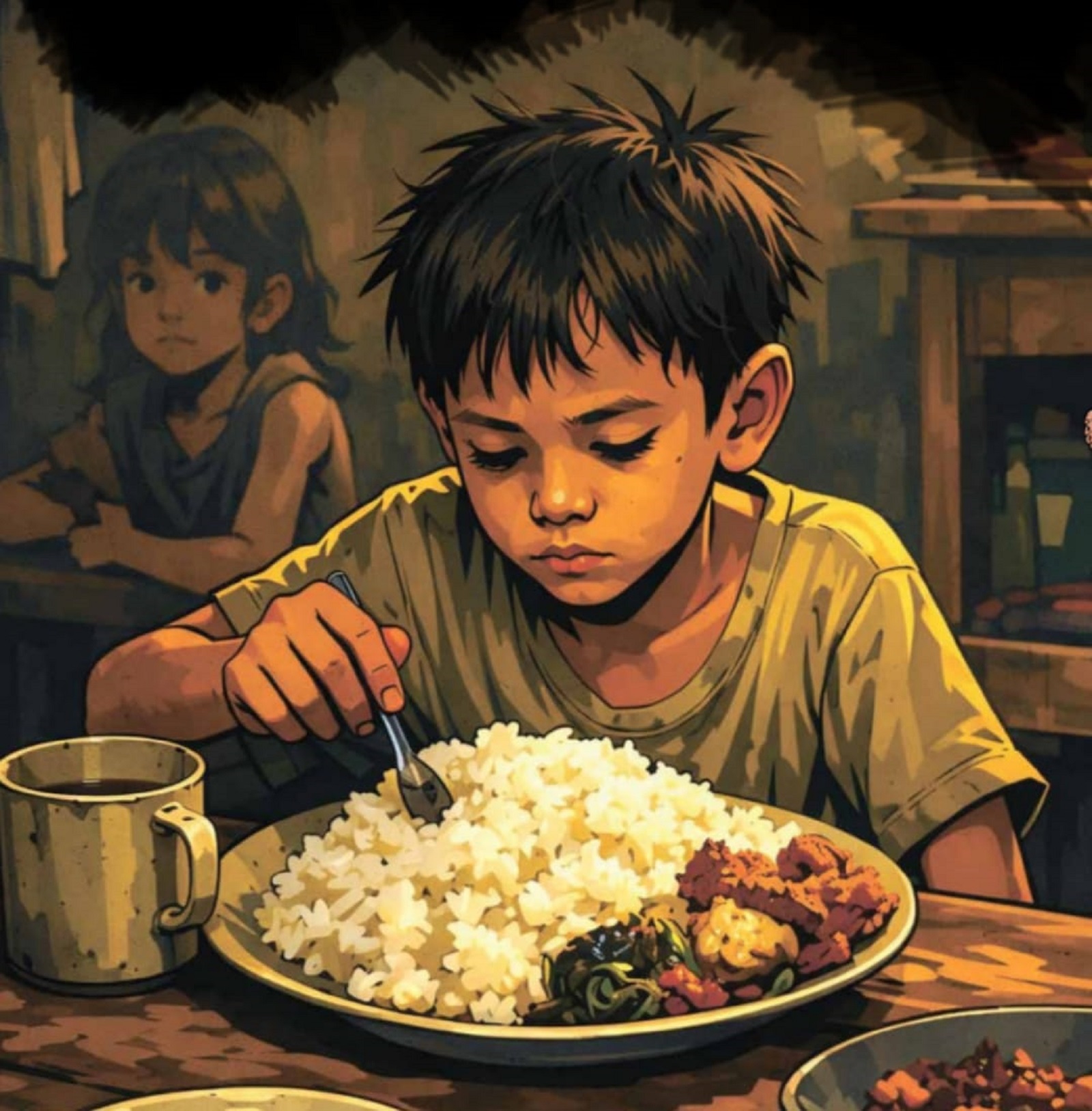 Ilustrasi gizi buruk pada anak.