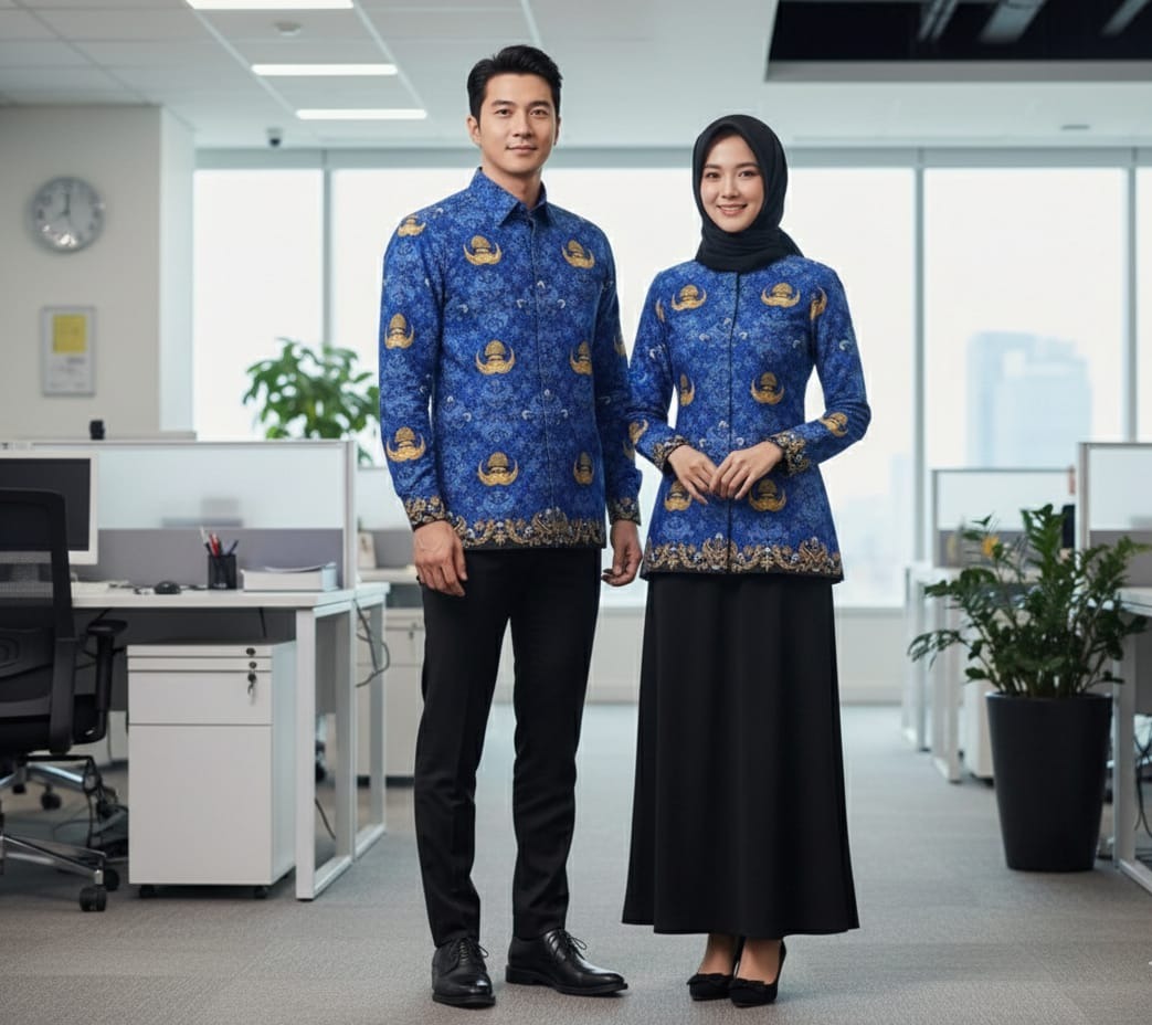 ILUSTRASI : Seragam batik KORPRI 2026 untuk ASN. GEMINI AI