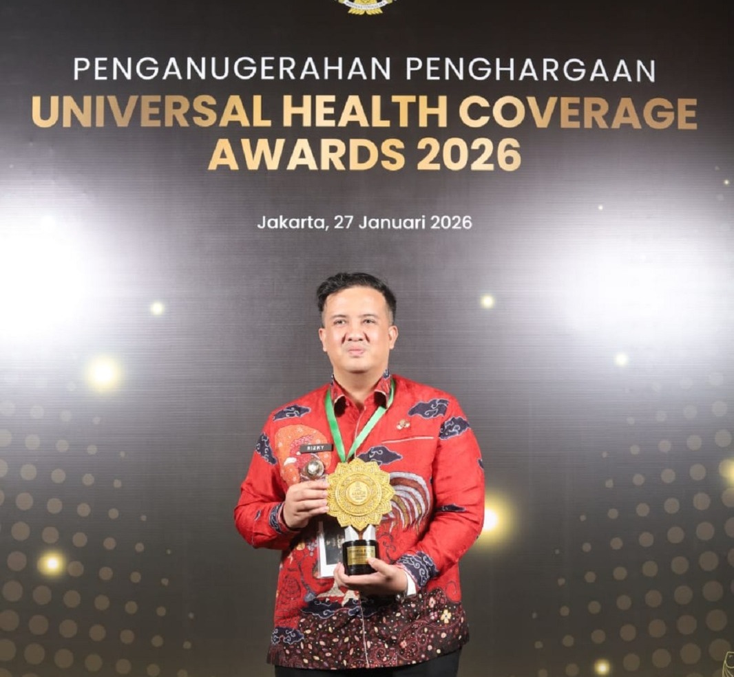 Bupati Lamandau Rizky Aditya Putra, disela-sela kegiatannya saat menghadiri penyerahan penghargaan UHC Award Tahun 2026, di Jakarta International Expo Kemayoran (JIEXPO), Selasa (27/1). HUMAS