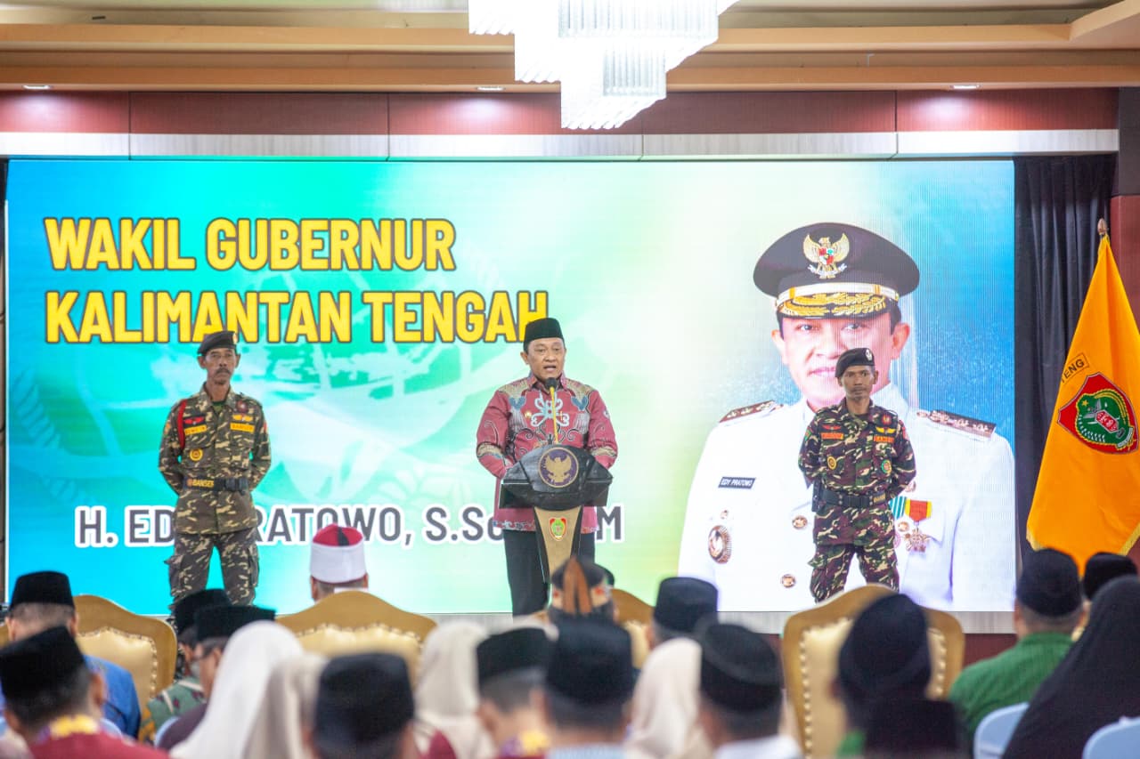 Wagub Kalteng H Edy Pratowo sambutan pelantikan PW Pergunu dan JKSN. ARIEF PRATHAMA/KALTENG POS