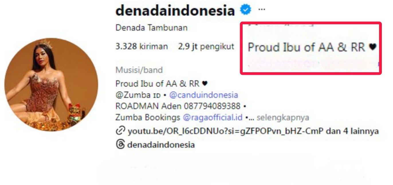 Bio Instagram Denada Tambunan.