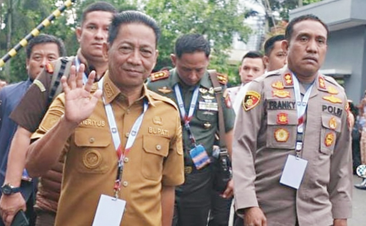 Bupati Mura, Heriyus saat tiba di SICC, Kabupaten Bogor, Jawa Barat untuk mengikuti mengikuti Rakornas Pemerintah Pusat dan Daerah, Senin (2/2/2026). IST