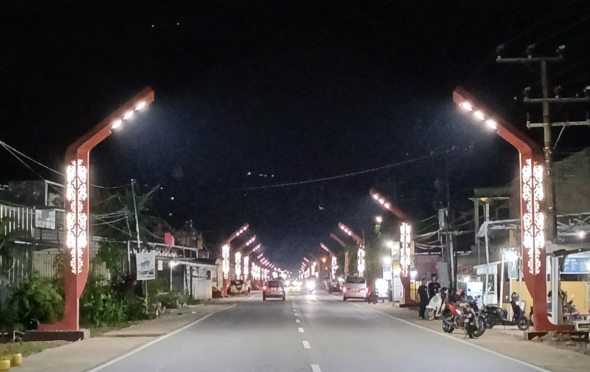PJU yang dipasang di sejumlah jalan di Kota Kuala Kapuas mempercantik wajah kota.ART/KALTENG POS