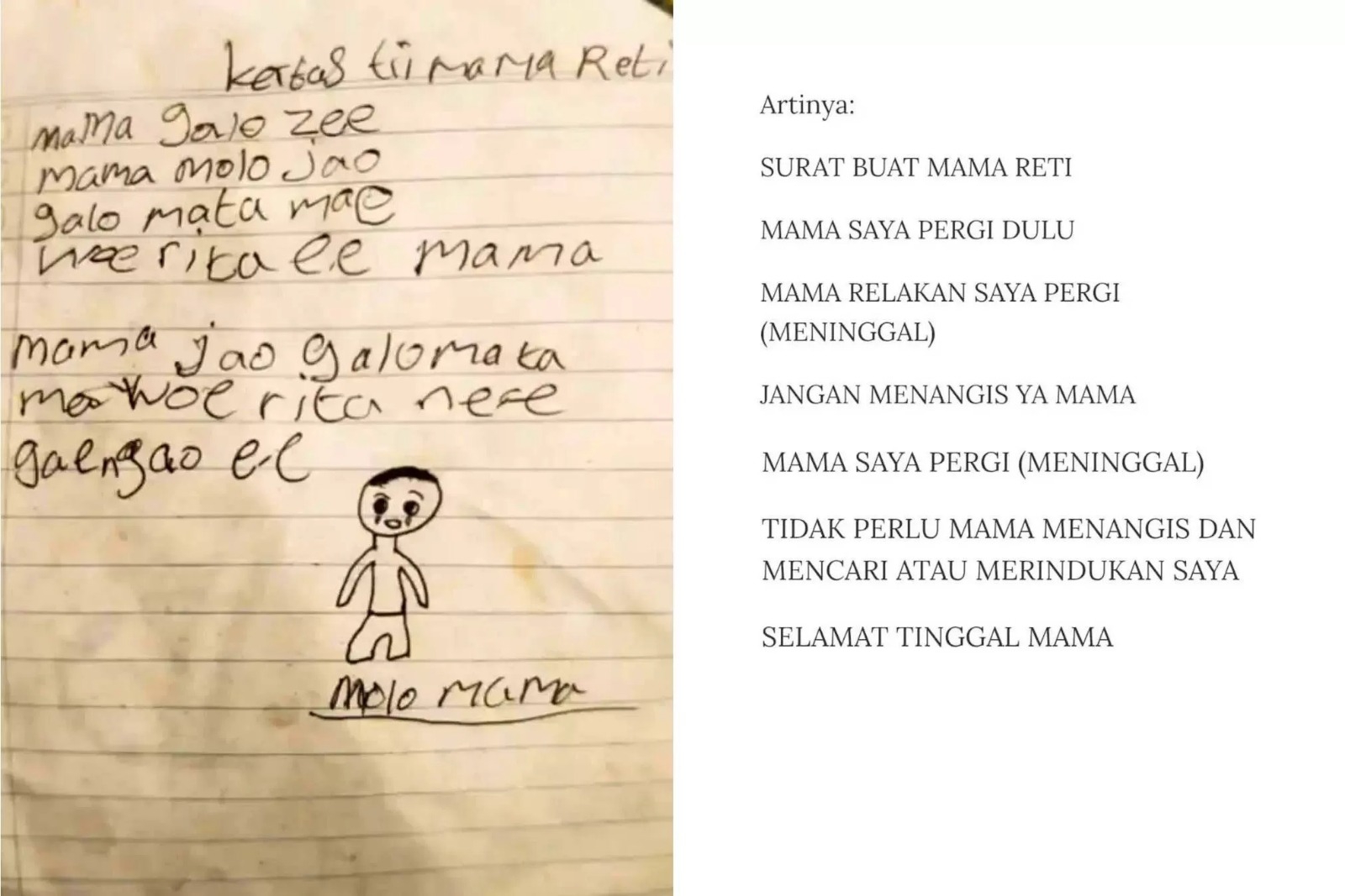 Surat siswa SD di NTT.