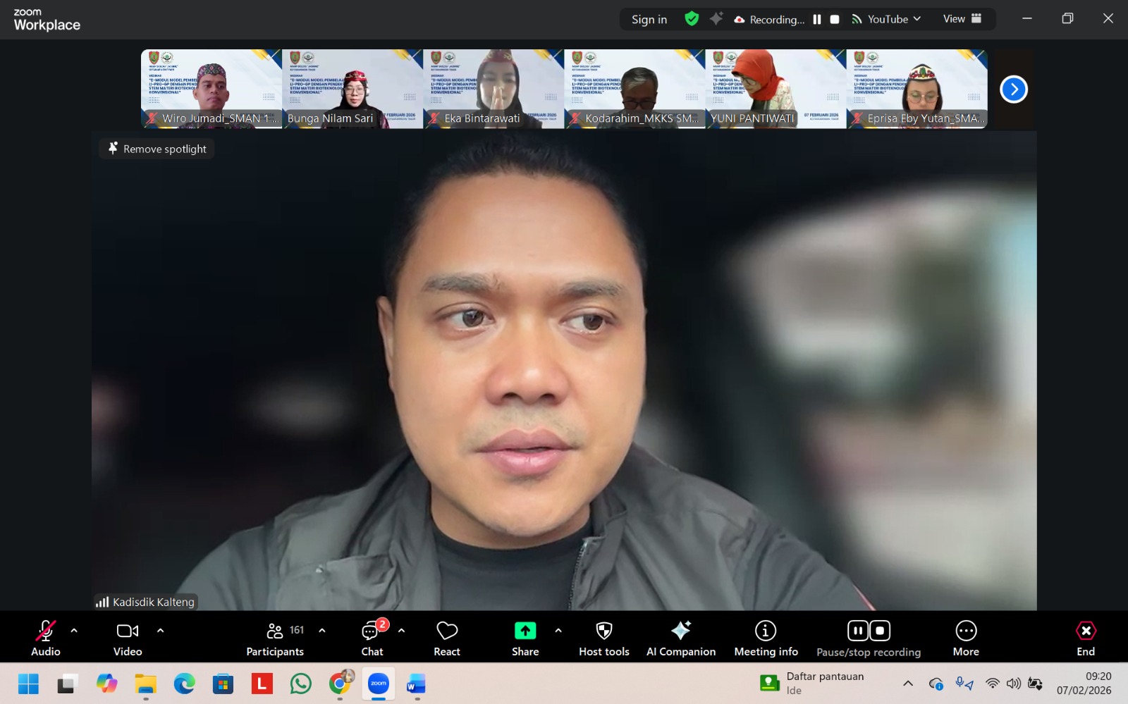 Plt Kadisdik Kalteng, Dr. M. Reza Prabowo, S.IP., M.P.A menjadi pembicara di webinar Webinar STEM Pendidikan Biologi.