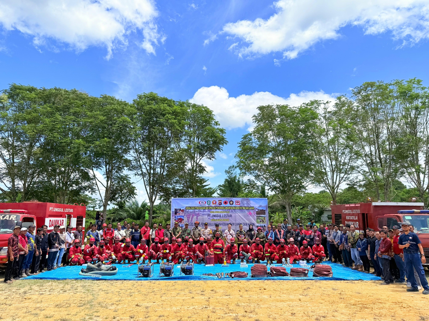 PT Unggul Lestari menggelar kegiatan sosialisasi, apel siaga, serta pelatihan penanggulangan Karhutla di wilayah utara Kabupaten Kotim, Kamis (5/2/2026).HUMAS