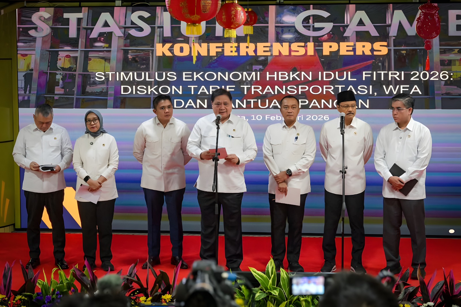 Menteri Perekonomian Airlangga Hartarto memimpin jumpa pers.HUMAS