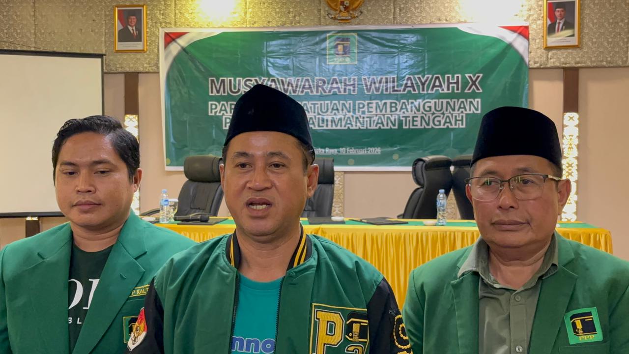 Ketua DPW PPP Kalteng terpilih periode 2026-2031 Faturahman Ruslan ketika memberikan keterangan pers usai Muswil. M RIFQI PADILA/KALTENG POS