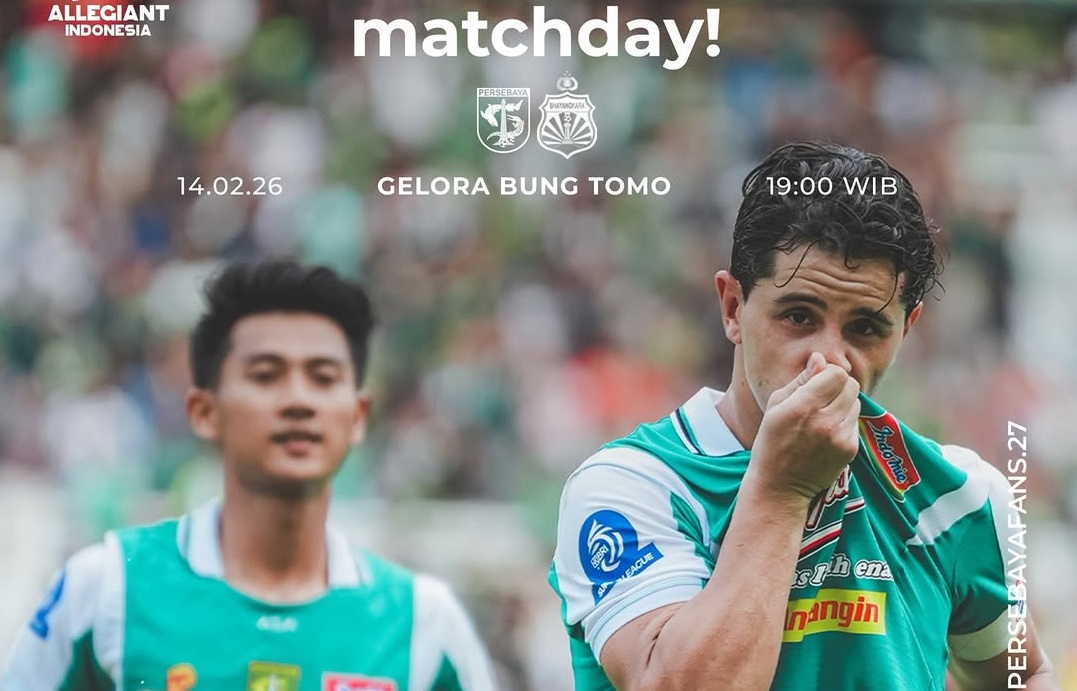 Persebaya bersiap menjamu Bhayangkara FC di Stadion Gelora Bung Tomo dalam laga lanjutan BRI Super League 2025/2026, Sabtu (14/2/2026). (Sumber: Instagram @persebayafans.27)