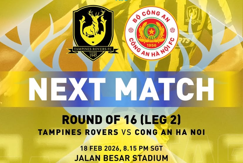 Tampines Rovers FC bersiap menjamu wakil Vietnam CAHN FC dalam laga lanjutan babak 16 Besar ACL Two 2025/2026 di Jalan Besar Stadium, Rabu (18/02/2026). (Sumber: @tampinesrovers)