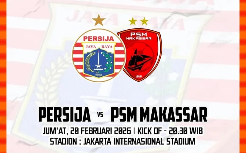 Persija Jakarta bersiap menjamu PSM Makassar di Jakarta International Stadium dalam laga lanjutan BRI Super League 2025/2026, Jumat (20/02/2026). (Sumber: @jakcikini)