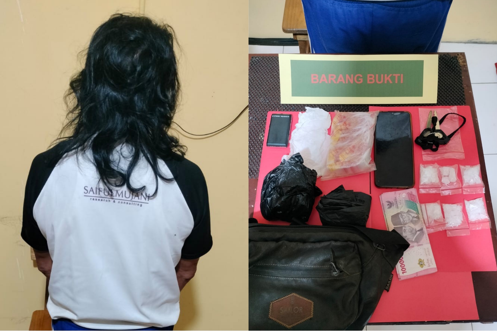 Tersangka dan barang bukti sabu.HUMAS