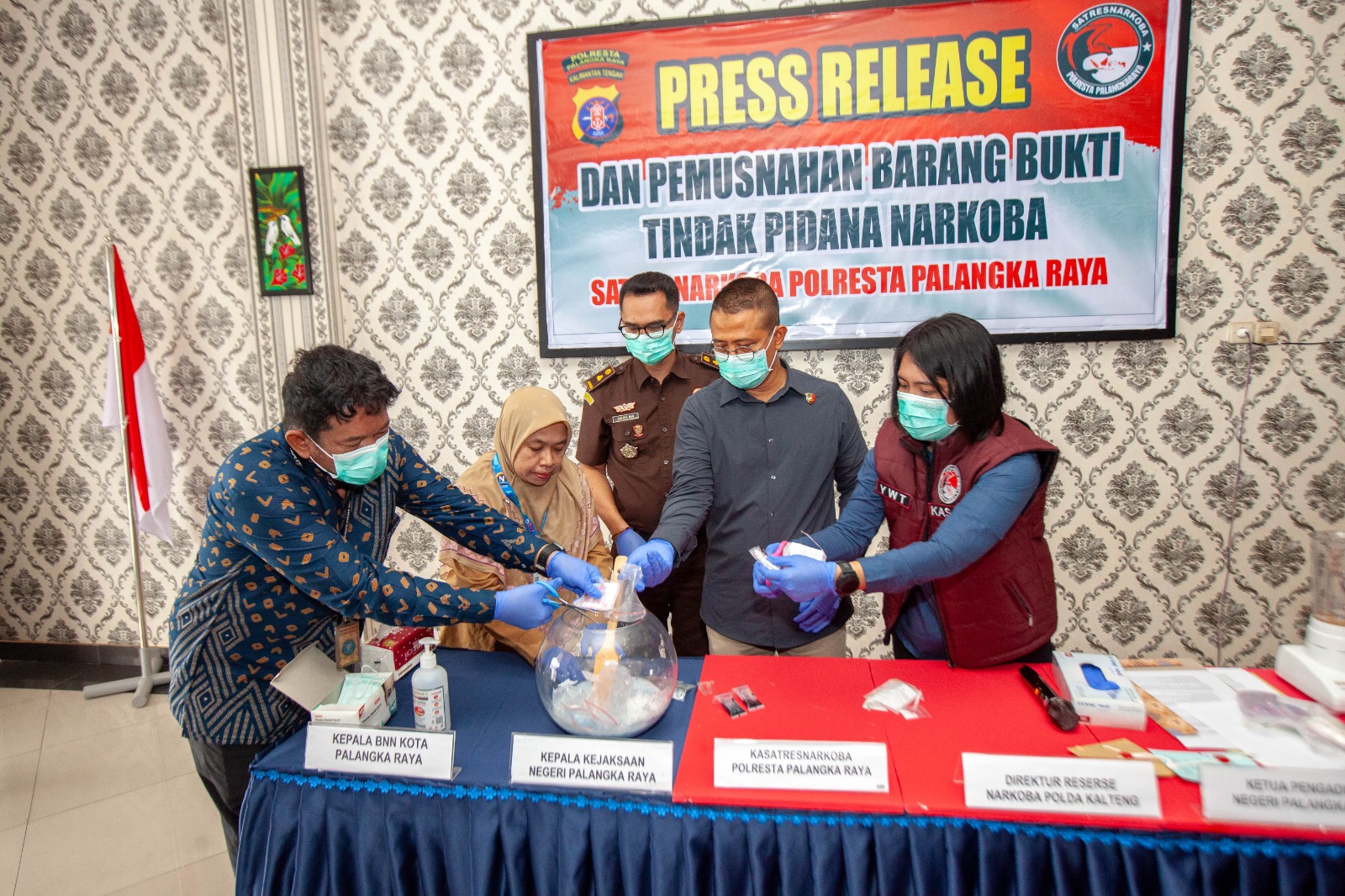 Pemusnahan narkoba di Mapolres Palangka Raya.ARIEF PRATHAMA/KALTENG POS