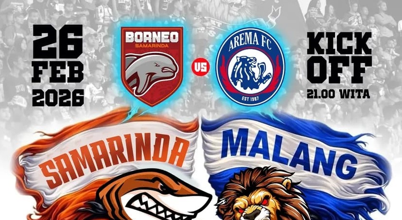 Borneo FC bersiap menjamu Arema FC di Stadion Segiri dalam laga lanjutan BRI Super League 2025/2026, Kamis (26/02/2026) malam WIB. (Sumber: @aremania_sangatta)