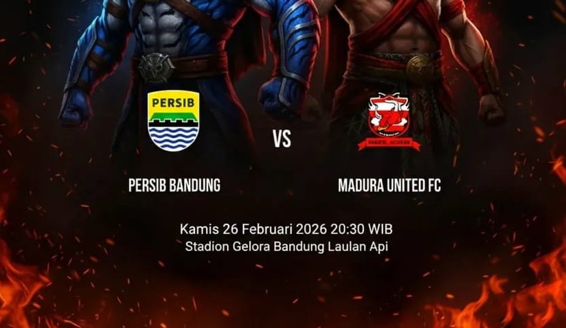 Persib Bandung bersiap menjamu Madura United di Stadion GBLA dalam laga lanjutan BRI Super League 2025/2026, Kamis (26/02/2026). (Sumber: @vikingbarakawarang)