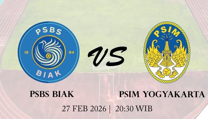 PSBS Biak bersiap menjamu PSIM Yogyakarta di Stadion Maguwoharjo dalam laga lanjutan BRI Super League 2025/2026, Jumat (27/02/2026) malam WIB. (Sumber: @jb_apparel_official)