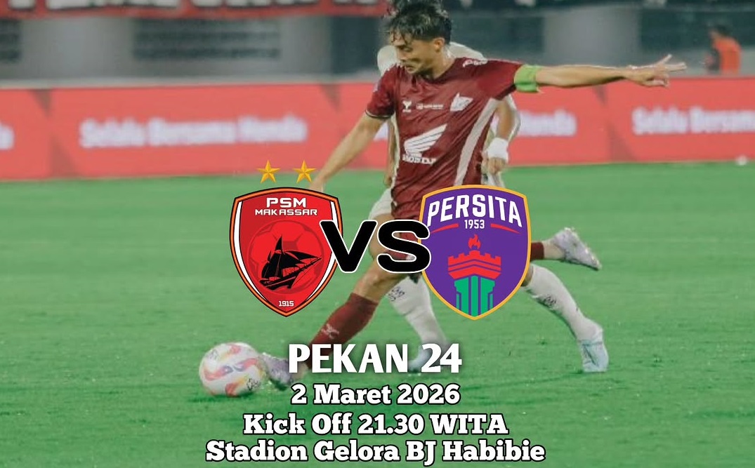 Dua tim terluka, PSM Makassar dan Persita Tangernag, akan saling bentrok di Stadion B.J. Habibie, Senin (2/3/2026) malam WIB. (Sumber: Instagram @shop_maczbali)