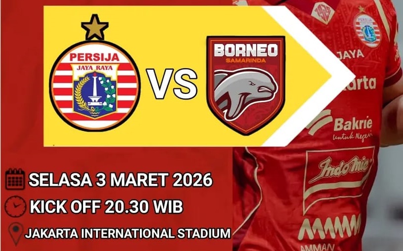 Persija Jakarta bersiap menyambut Borneo FC di Jakarta International Stadium dalam lanjutan BRI Super League 2025/2026, Selasa (3/3/2026) malam WIB. (Sumber: @jakmania.forever1928)