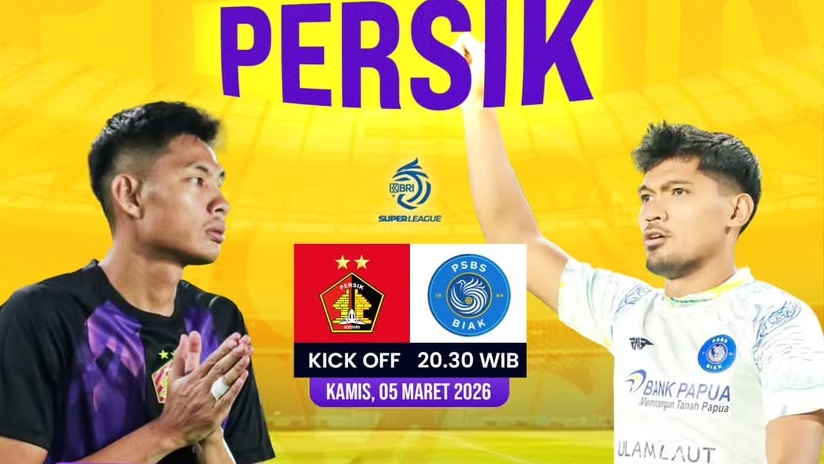 Persik Kediri bersiap menjamu PSBS Biak di Stadion Brawijaya dalam lanjutan BRI Super League 2025/2026, Kamis (5/3/2026) malam WIB. (Sumber: @panjalu_fm)