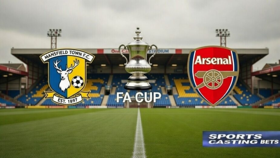 Mansfield Town bersiap menjamu raksasa Liga Inggris Arsenal di One Call Stadium dalam laga putaran kelima Piala FA 2025/2026, Sabtu (7/3/2026) malam WIB. (Sumber: sportscasting.com)