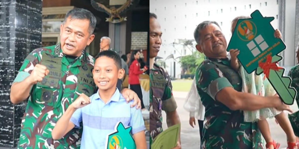 Kasad Jenderal TNI, Maruli Simanjuntak menyerahkan bantuan rumah non dinas ke ahli waris prajurit gugur serta prajurit penyandang cacat di Mabes TNI AD, Jakarta, pada Rabu, 4 Maret 2026. (Dok. TNI AD)