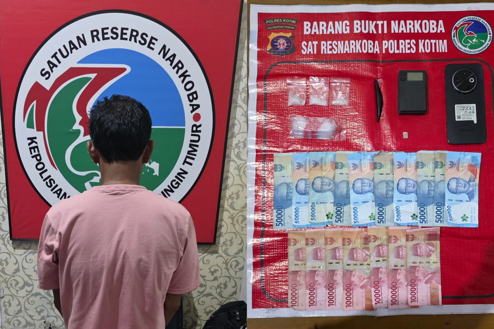 Pengedar dan barang bukti narkoba. HUMAS