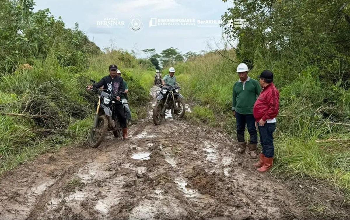 Bupati Kapuas HM Wiyatno melakukan pengecekan ruaa jalan di wilayah Kecamatan Kapuas Kuala dan Kecamatan Bataguh, Minggu (15/3/2026).