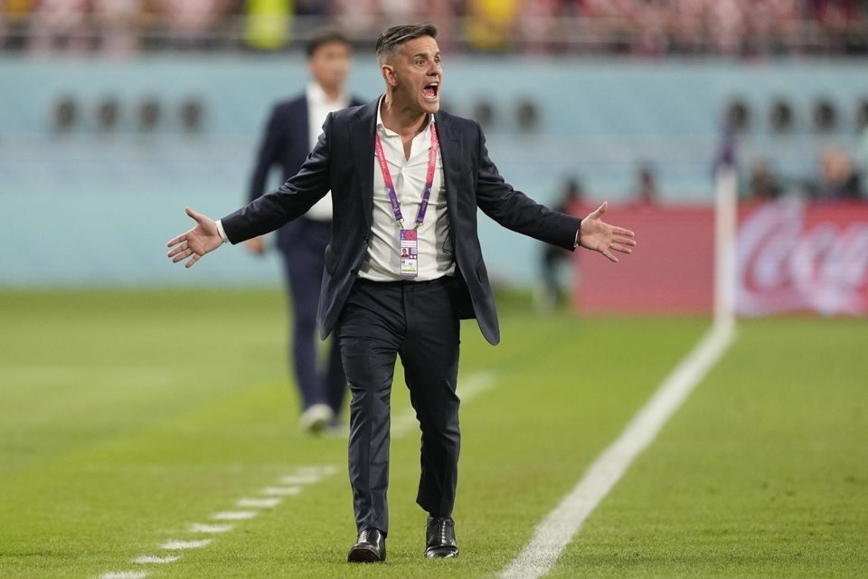 John Herdman saat masih menangani Timnas Kanada dalam laga kontra Kroasia di Stadion Internasional Khalifa di Doha, Qatar, Minggu, 27 November 2022. (Sumber: AP Photo/Martin Meissner)