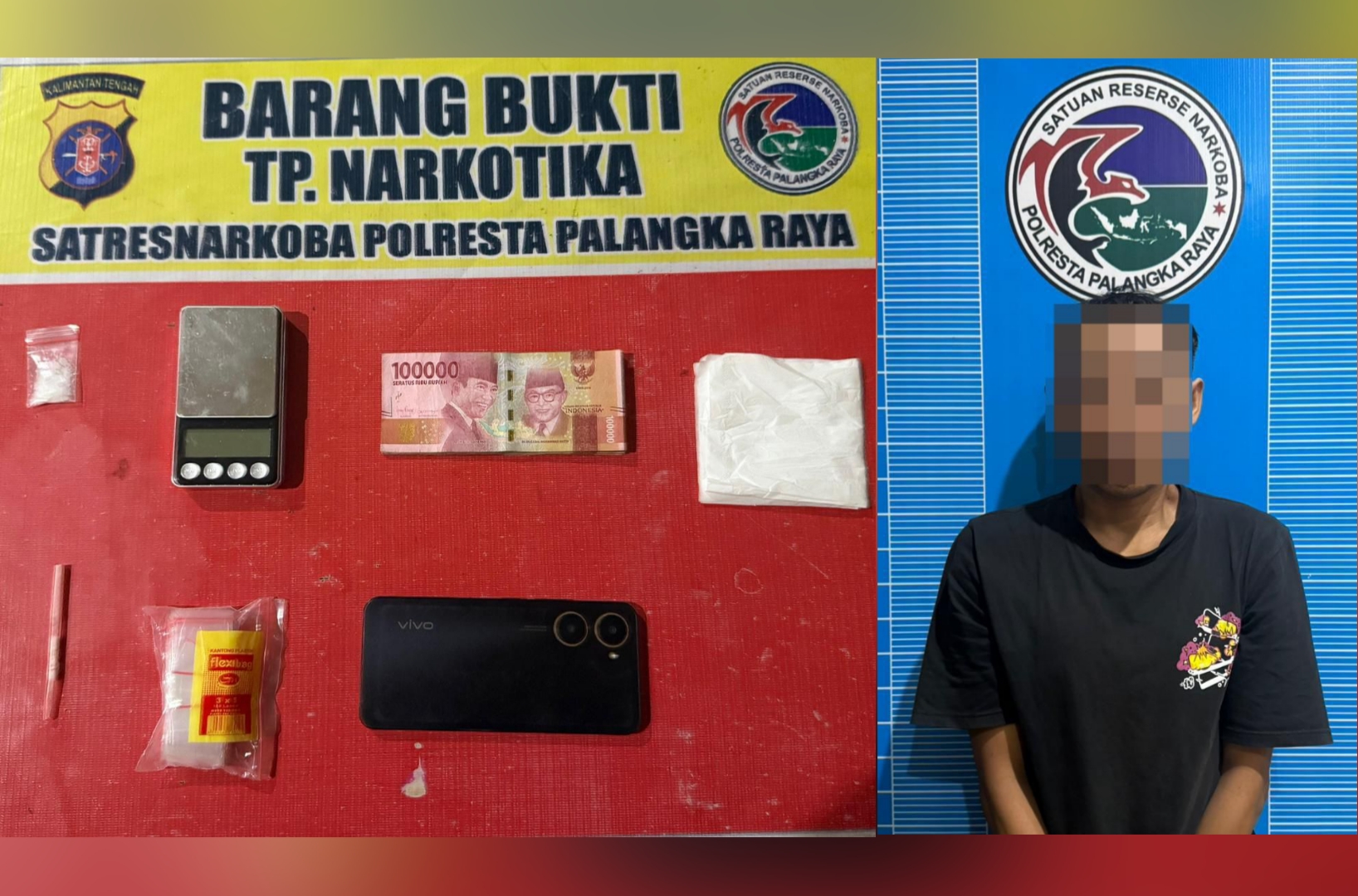 Pelaku dan barang bukti sabu. HUMAS