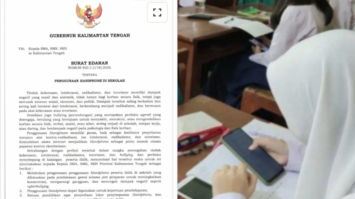 Siswa dilarang main HP di sekolah.