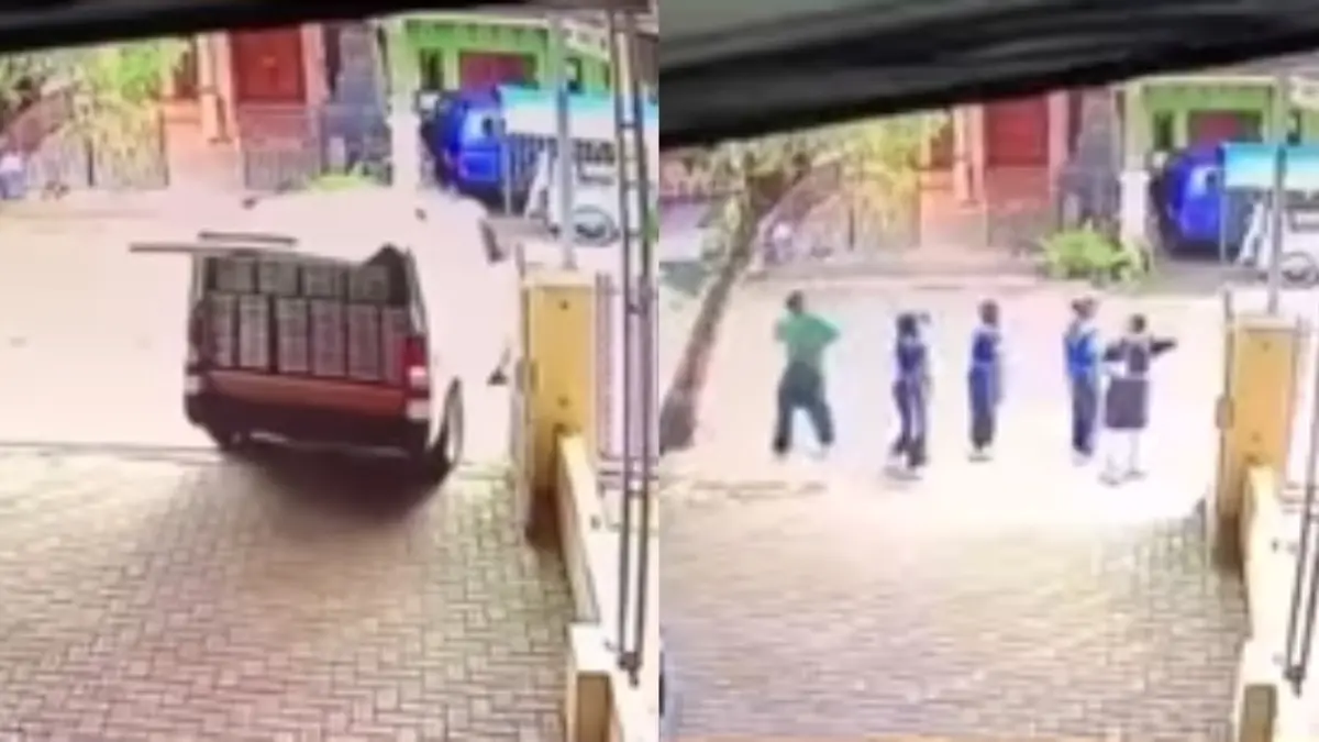 Sang sopir lupa menutup bagasi mobilnya sehingga menimbulkan kepanikan di sekitarnya. IG INFO MALANGAN