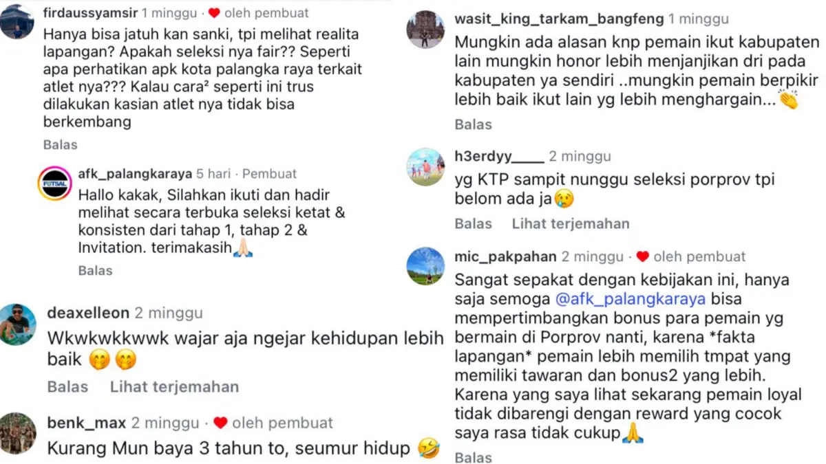 Cuitan netizen terkait pernyataan AFK Palangka Raya.