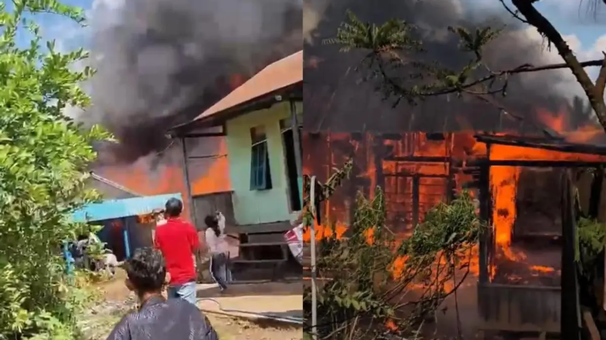 Kebakaran terjadi di Jalan Lesa, Kecamatan Parenggean, Sabtu (4/4/2026) siang.WARGA