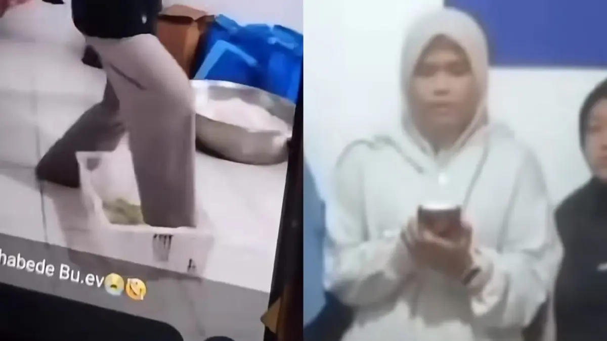 aksi petugas SPPG menginjak melon dan viral di media sosial. (TikTok/novir007)