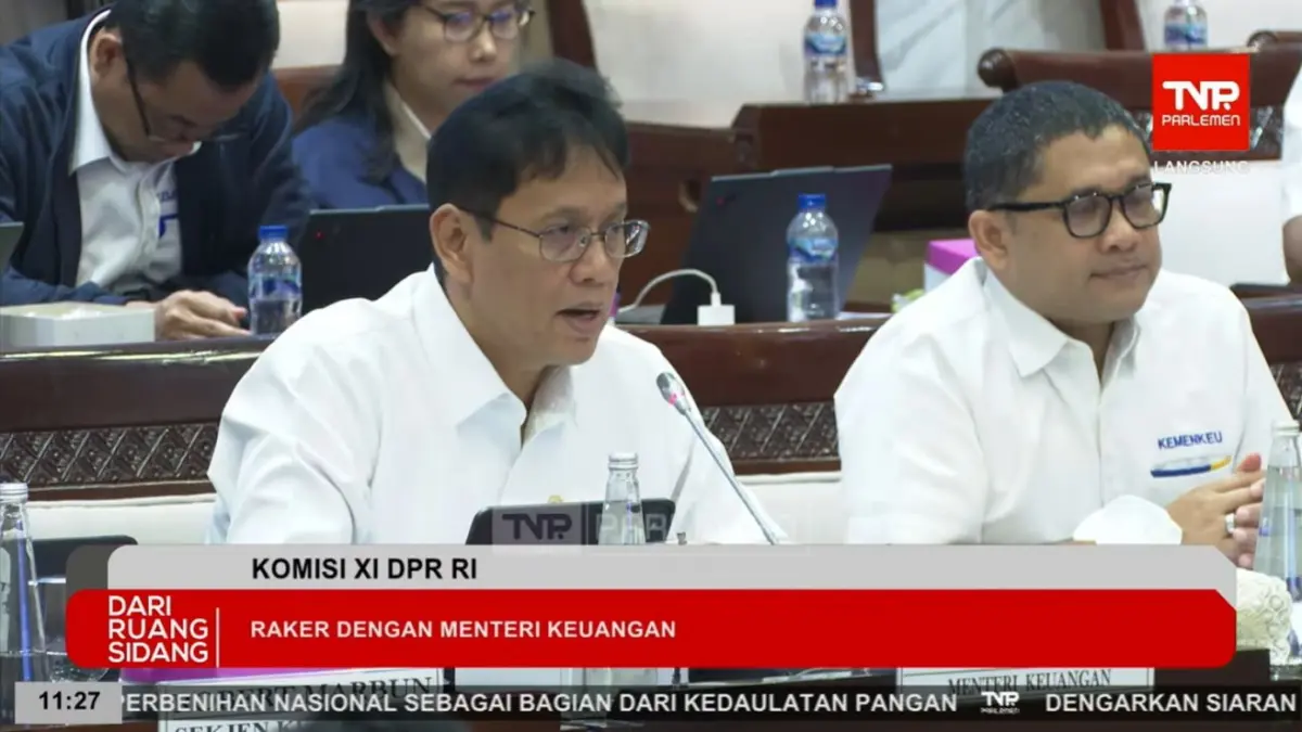 Menteri Keuangan, Purbaya Yudhi Sadewa saat rapat bersama Komisi XI DPR RI