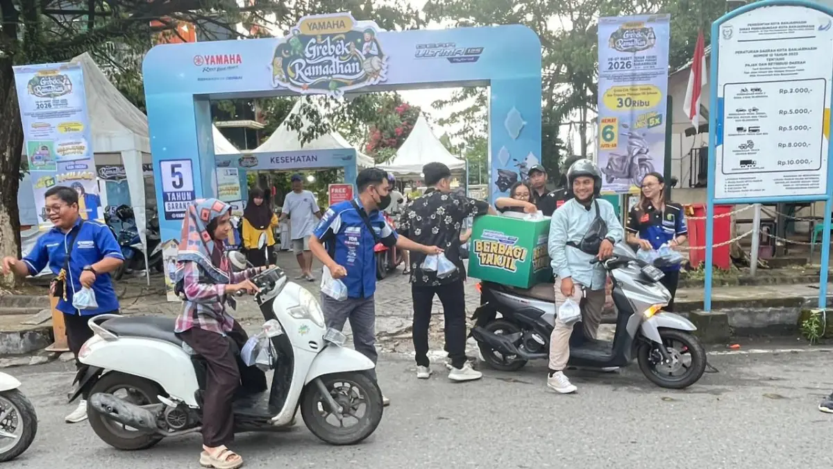 Yamaha bersama PT Surya Timur Sakti Jatim (STSJ) menghadirkan kegiatan bertajuk Yamaha Grebek Ramadhan 2026 di kawasan Taman Siring Menara Pandang, Banjarmasin.