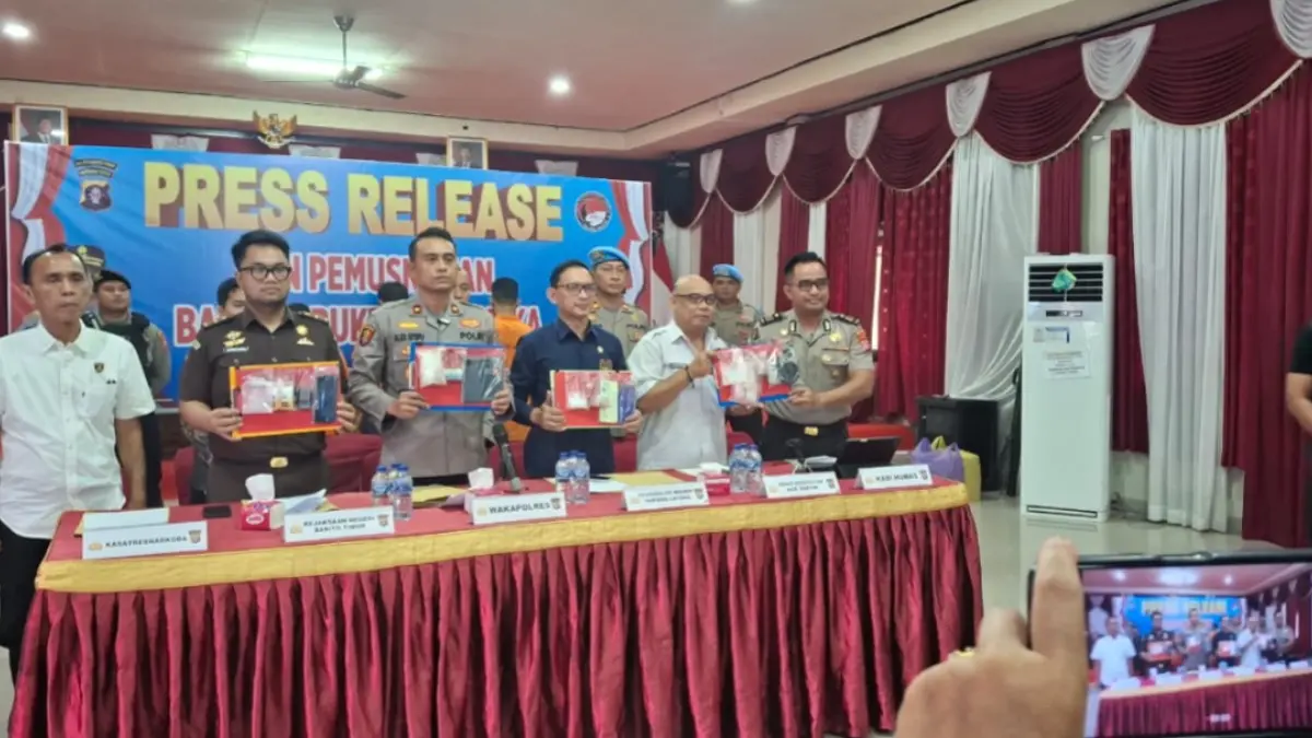 Polres Barito Timur memusnahkan barang bukti narkotika jenis sabu seberat 66,7 gram&nbsp;